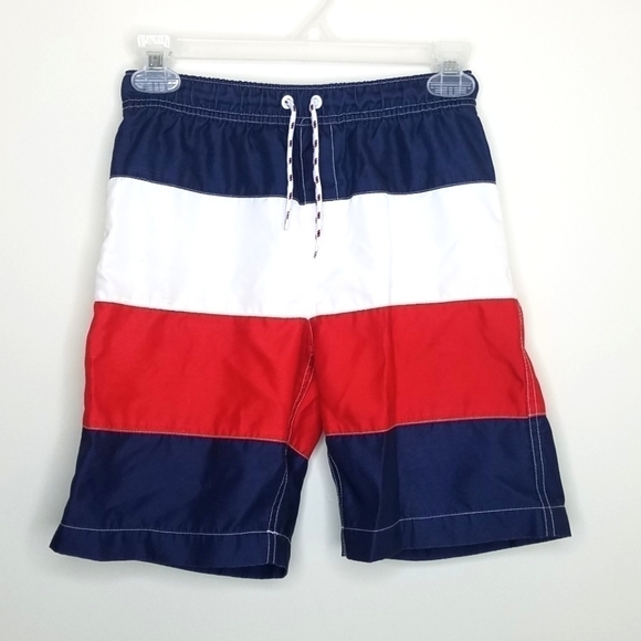 Lands' End Patriotic USA Color Block Swim Trunks M 10/12 - Picture 1 of 6